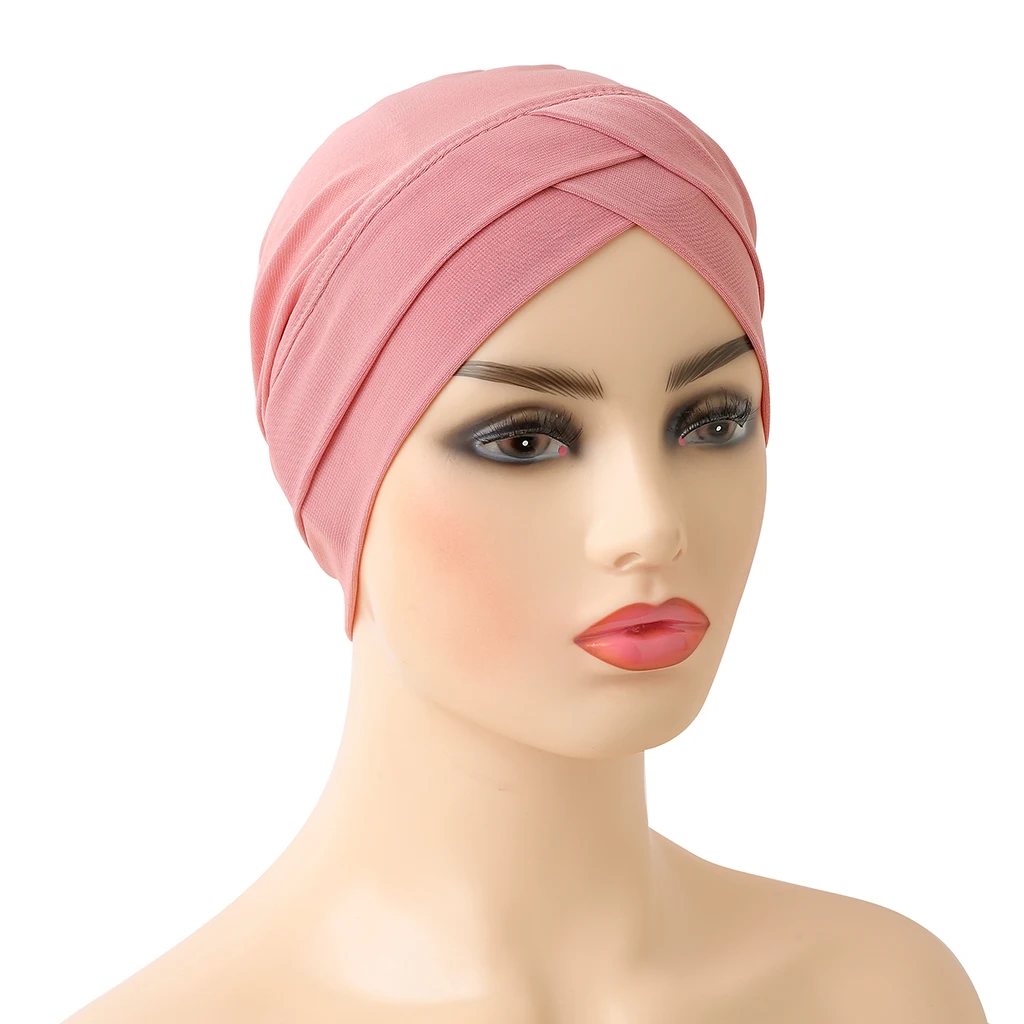 H117 hijab musulman croisé de haute qualité  écharpe intérieure  foulard islamique  turban