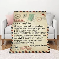 flannel blanket to my daughter letter printed stamp quilts dad mom for daughters air mail blanket positive encourage love gift