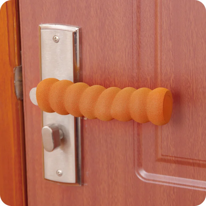 Suministros de seguridad para beb&eacute;s y ni&ntilde;os, 2 piezas, pomo de habitaci&oacute;n, funda protectora para manija de puerta de seguridad anticolisi&oacute;n en espiral-3