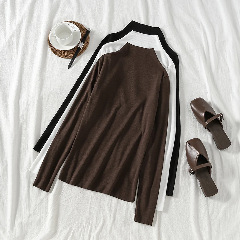 Mooirue 2019 осень водолазка вязаный свитер женский винтажный тонкий уличная