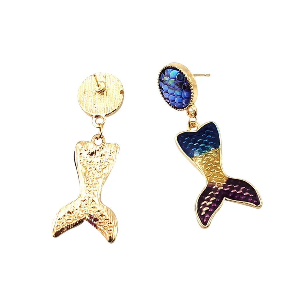 Женские серьги с рыбьим хвостом контрастные цвета модные женские висячие