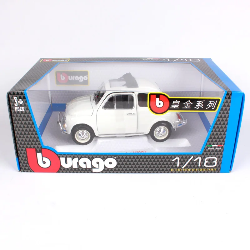 Bburago 1:18 1965 Fiat 500f 500L beige car diecast open doors classic motorcar diecast collecting car models as gift 12020