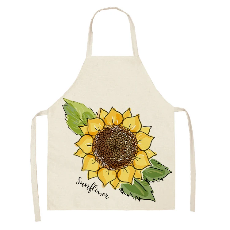 

Sunflower Pattern Printed Cotton Linen Aprons 53*65cm Home Cleaning Cooking Kitchen Apron Cook Wear Adult Bibs Pinafore 46287
