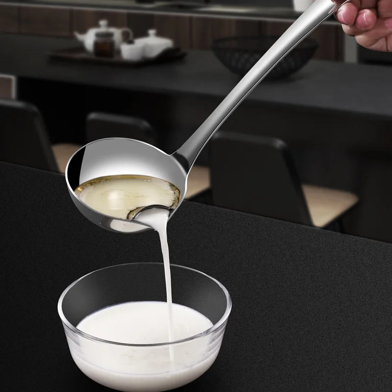 

Premium Stainless Steel Soup Ladle,stainless Steel Long Handle Soup Oil Separator Scoop, Kitchen Colander Filtering Grease Spoon