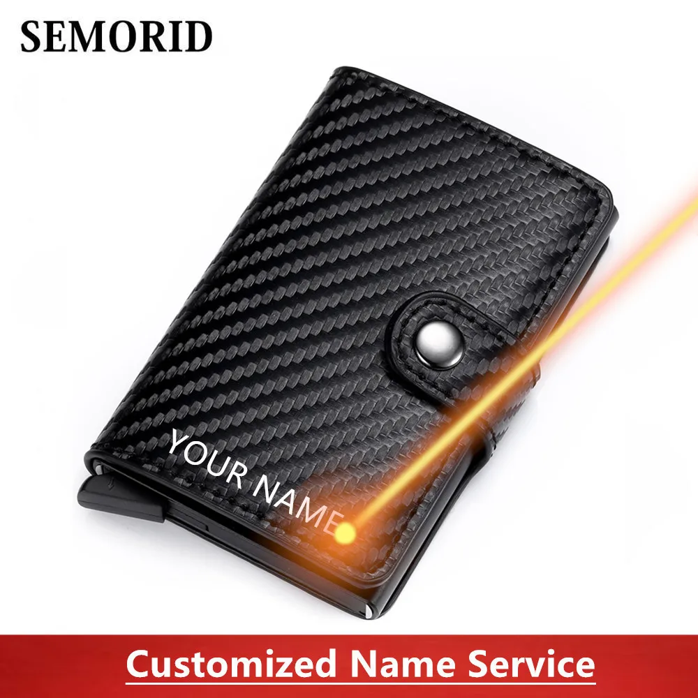 SEMORID Лазерный Гравировальный именной сервис бумажник из углеродного волокна rfid