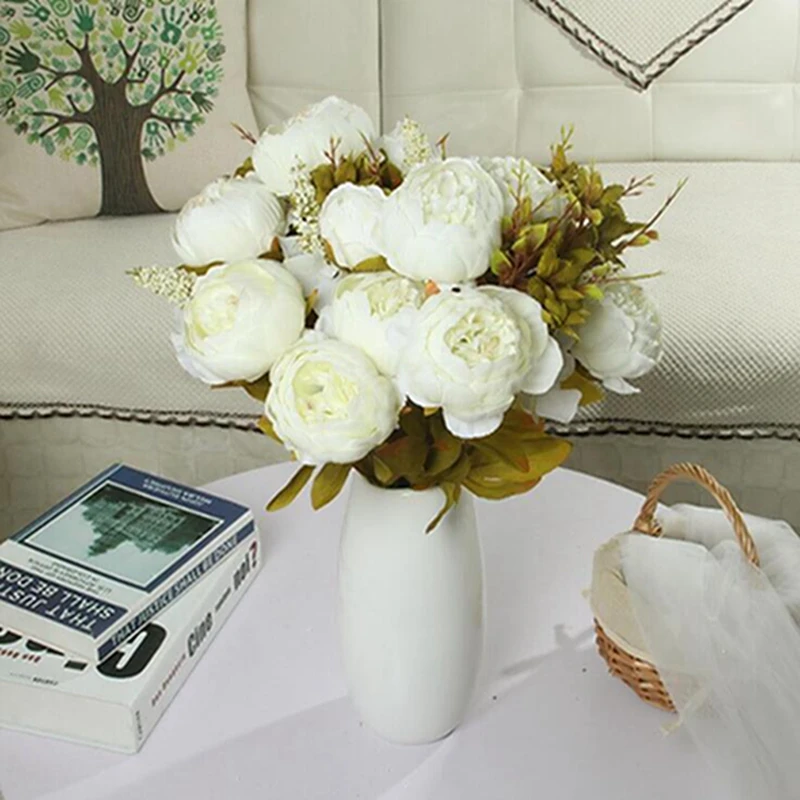 13 больших голов/Букет пионов искусственные цветы Шелковый Букет для свадьбы