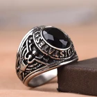 Унисекс цвет: старое серебро Винтажное кольцо, украшения для мужчин и женщин, с сапфирами и красным камнем, инкрустированное, не выцветающее, кольцо из нержавеющей стали