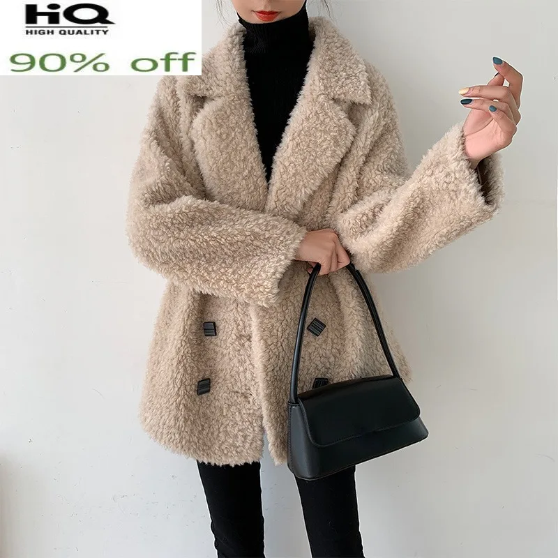 Повседневное женское пальто из 100% натуральной овчины женская - Цена: 91.66