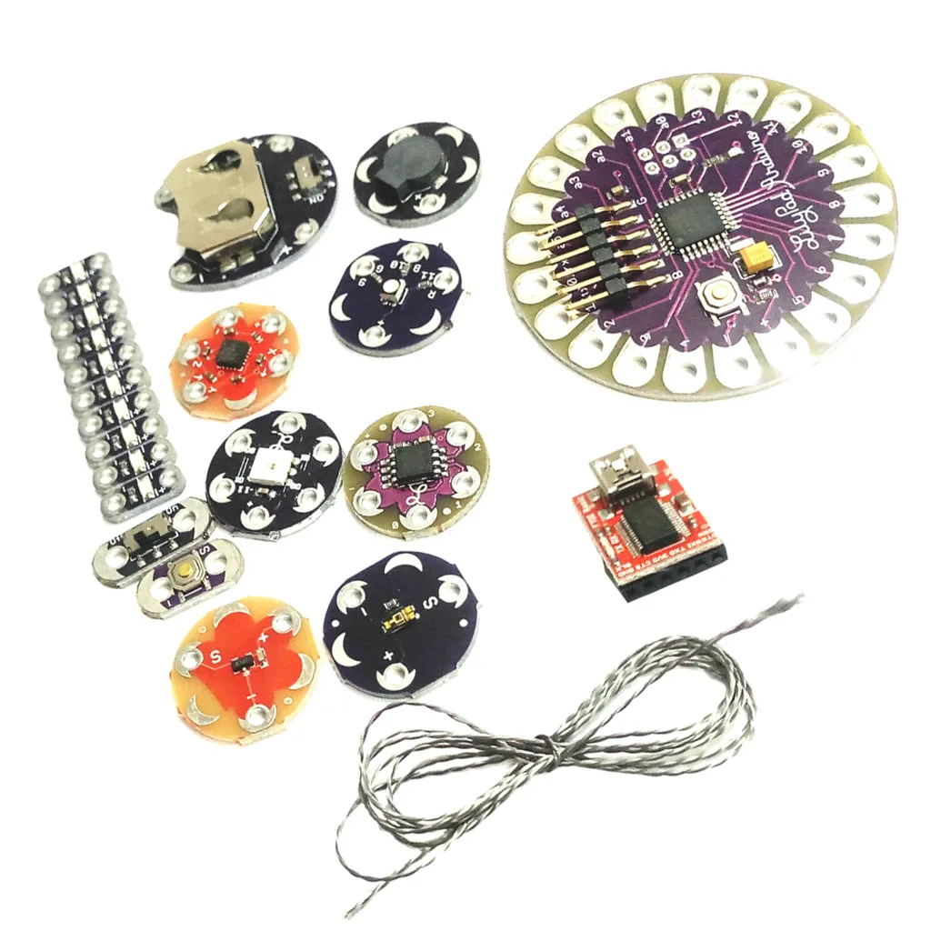 Lilypad набор носимых Sewable Led люкс ATmega328P датчик температуры зуммер | Строительство и