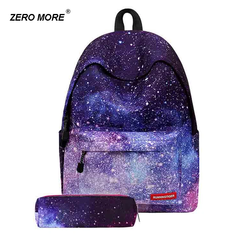 Женский рюкзак школьный с изображением космоса сумка на шнурке и чехол карандаш