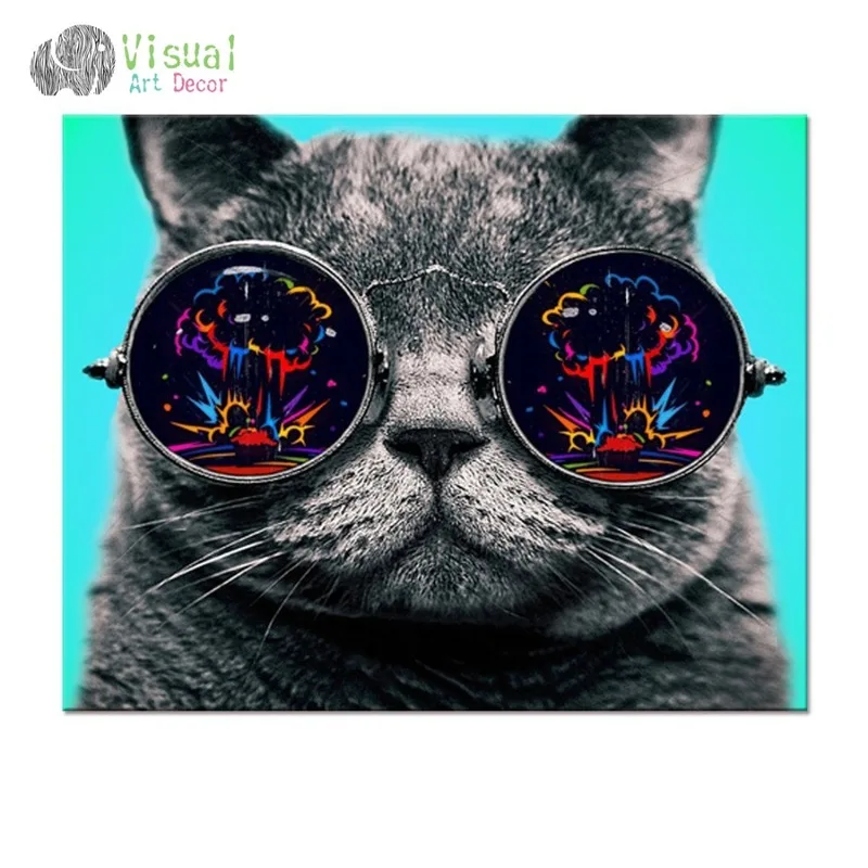 

1 Piece Cool Cat Wall Art Poster Cat Wear Sunglasses Print Canvas Painting Modern Style Picture Living Room Wall Decor