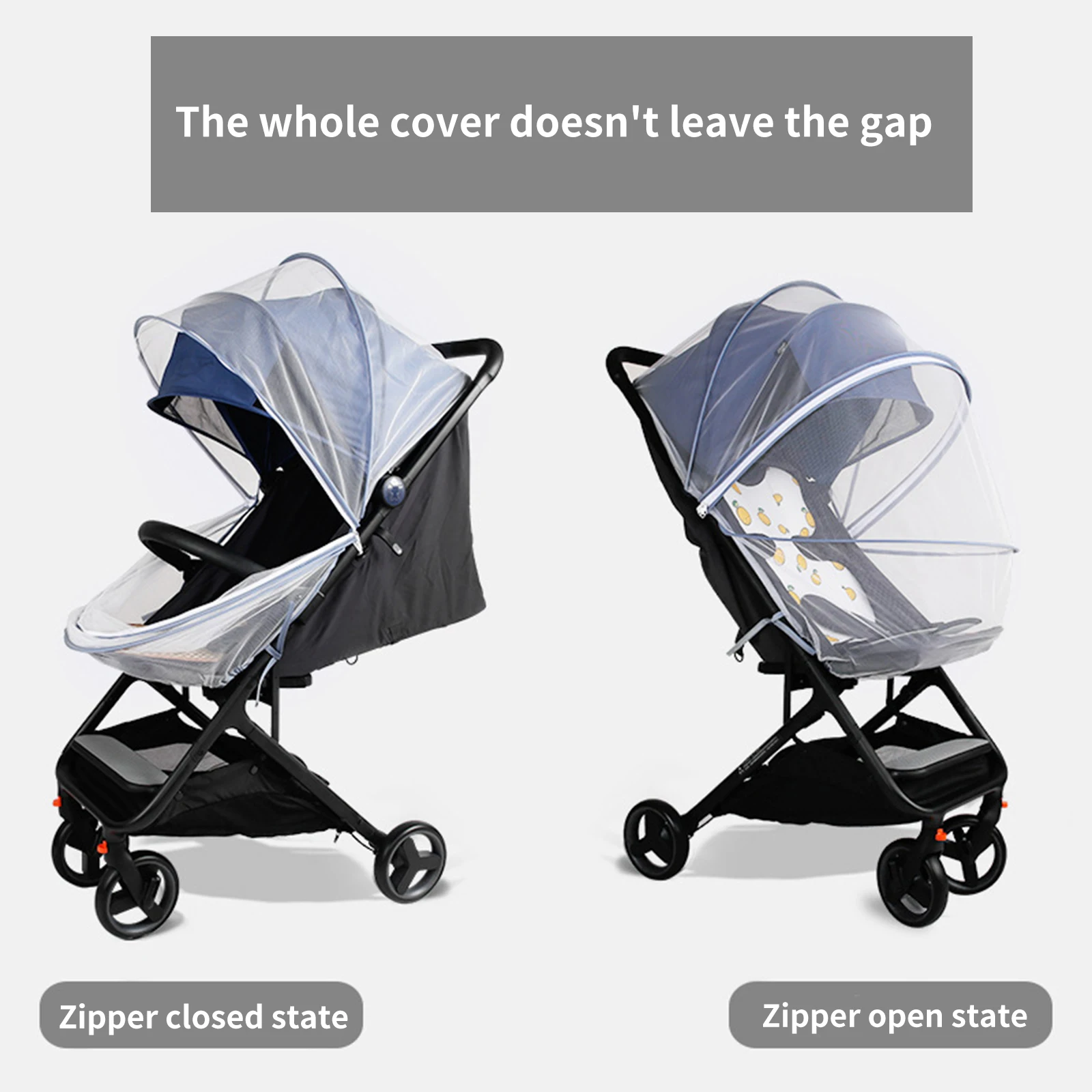

Baby Stroller Mosquito Net With Zipper Safe Mesh Buggy Crib Netting Mosquito Net Infant Stretchable Pushchair Full Cover Netting