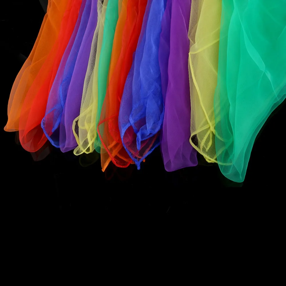 

ANGRLY 12 pcs 60*60cm Hemmed Square Juggling Dance Scarves 6 Colors Desigual Scarves Square Scarf Polyester (Assorted Color)