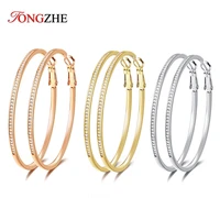 tongzhe 925 sterling silver huggie large hoop earrings fashion jewelry women accessories zircon round gold hoop earrings 2020