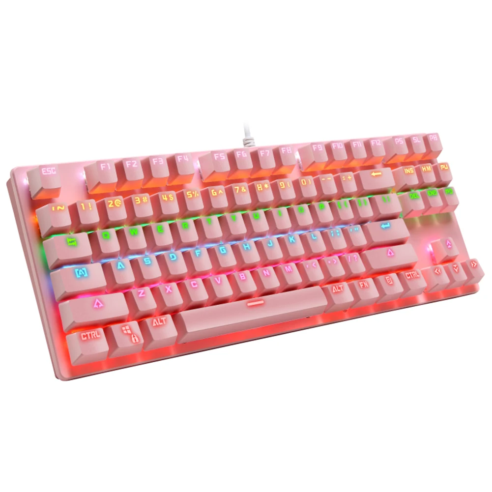 

Computer Accessory Mechanical Keyboard Gaming Fashion Waterproof Ergonomic Typing Plug And Play For PC Colorful Backlit 87 Keys