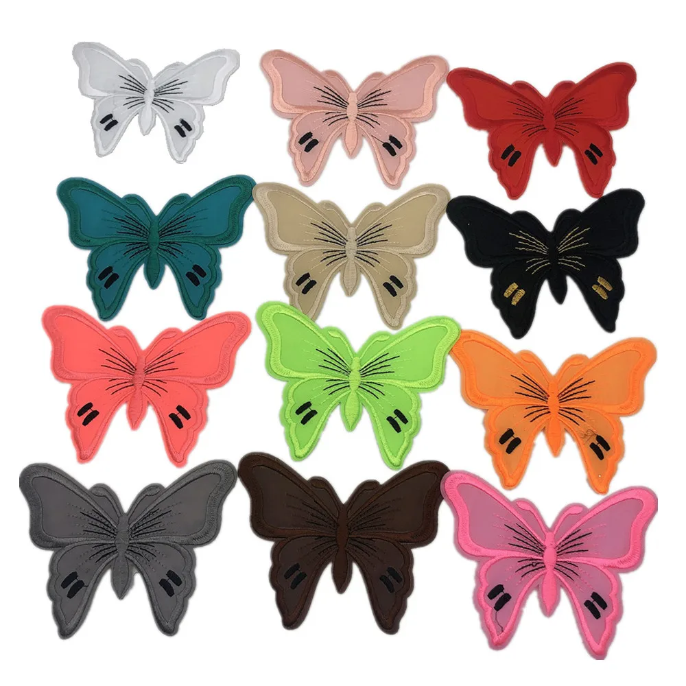 

120pcs Iron On Patches For Clothing Multicolor Butterfly Embroidery Patch Appliques Badge Stickers For Clothes diy craft
