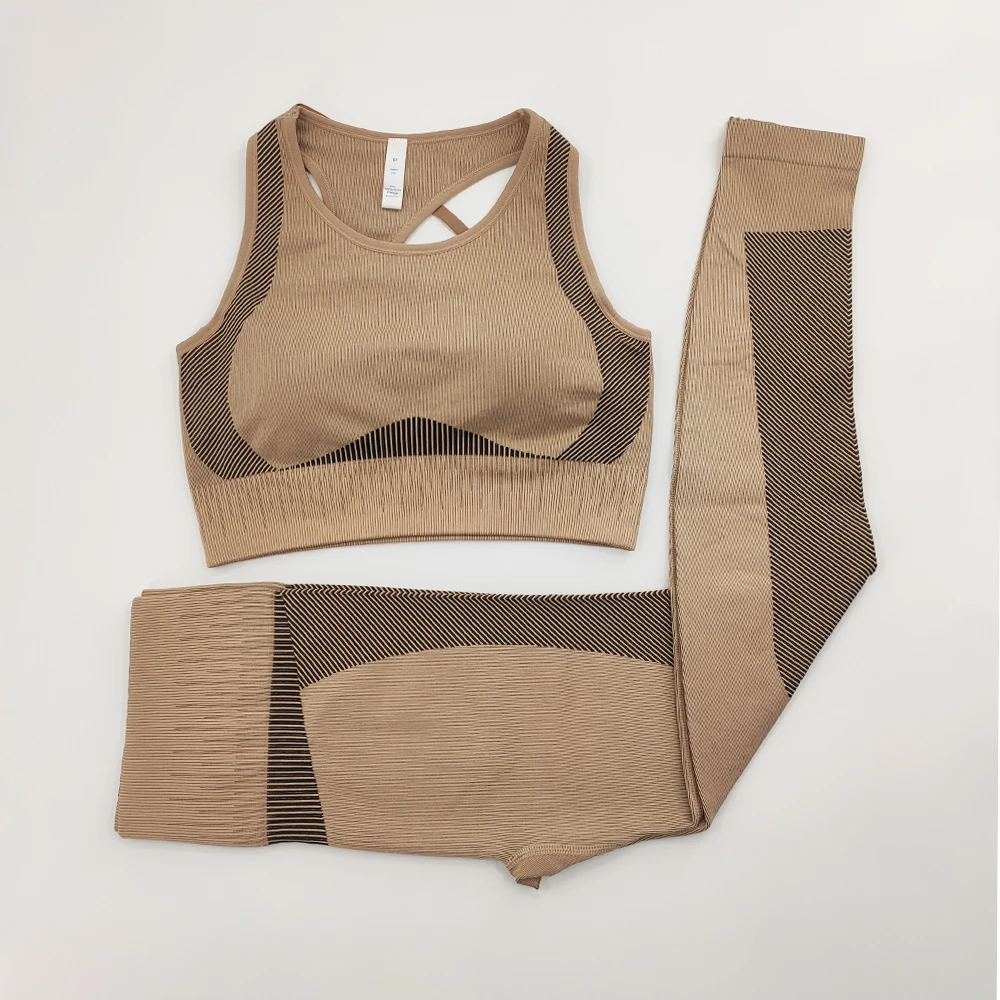 

2 Pcs Energy Seamless Yoga Set Workout Clothes For Women Padded Sports Bra+Sport Leggings Outfit High Fitness Gym Sports Suits