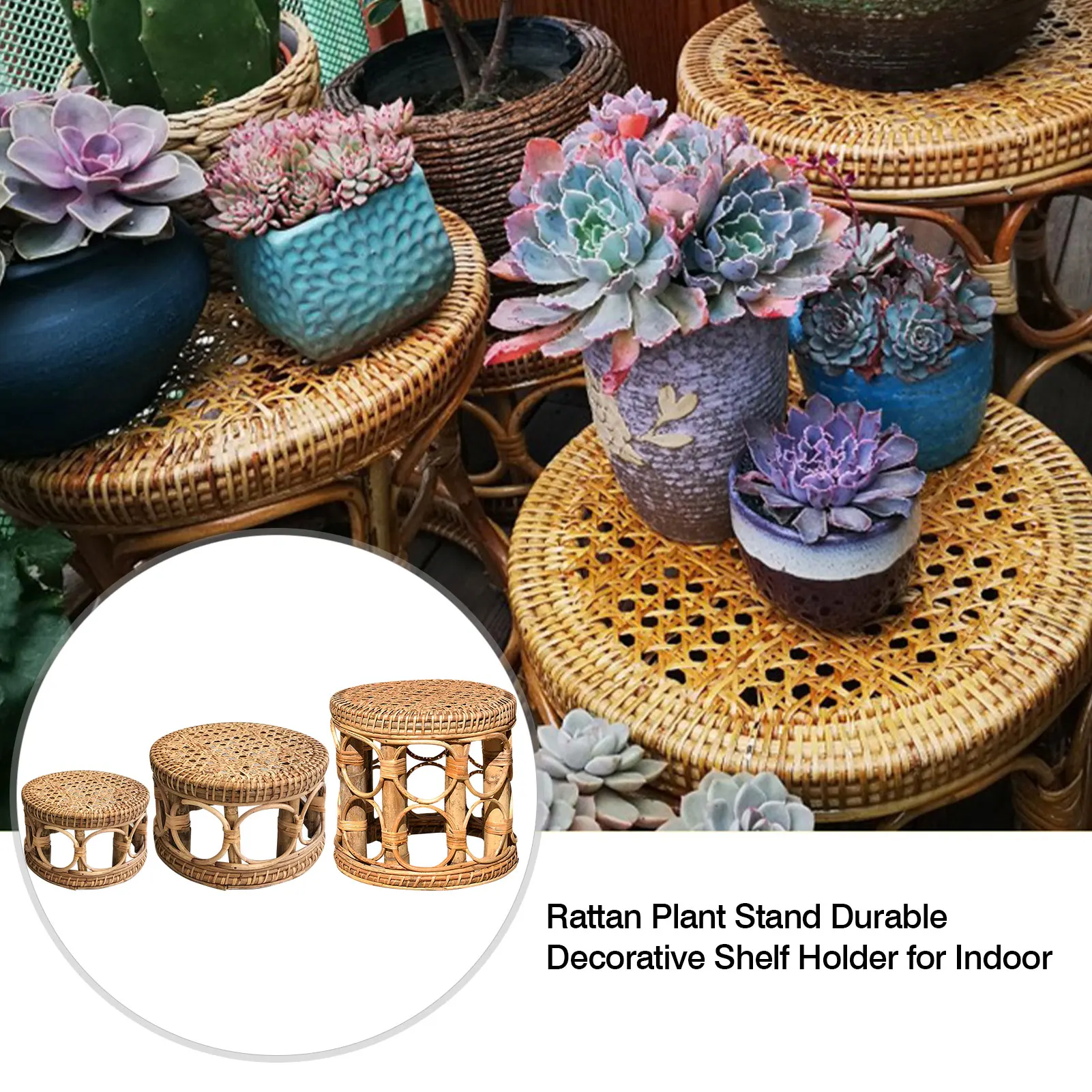 

S M L Size Natural Rattan Hand Woven Flower Pot Indoor Plant Stand Plant Pot Holder For Gardening Interior Decor Living cozy