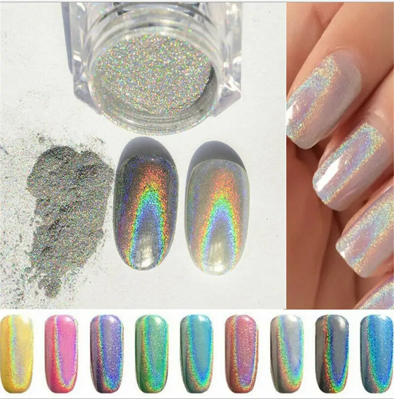 

1g Holographic Holo Chrome Glitter Powder Dust 3D Nail Art Decor Pretty DIY