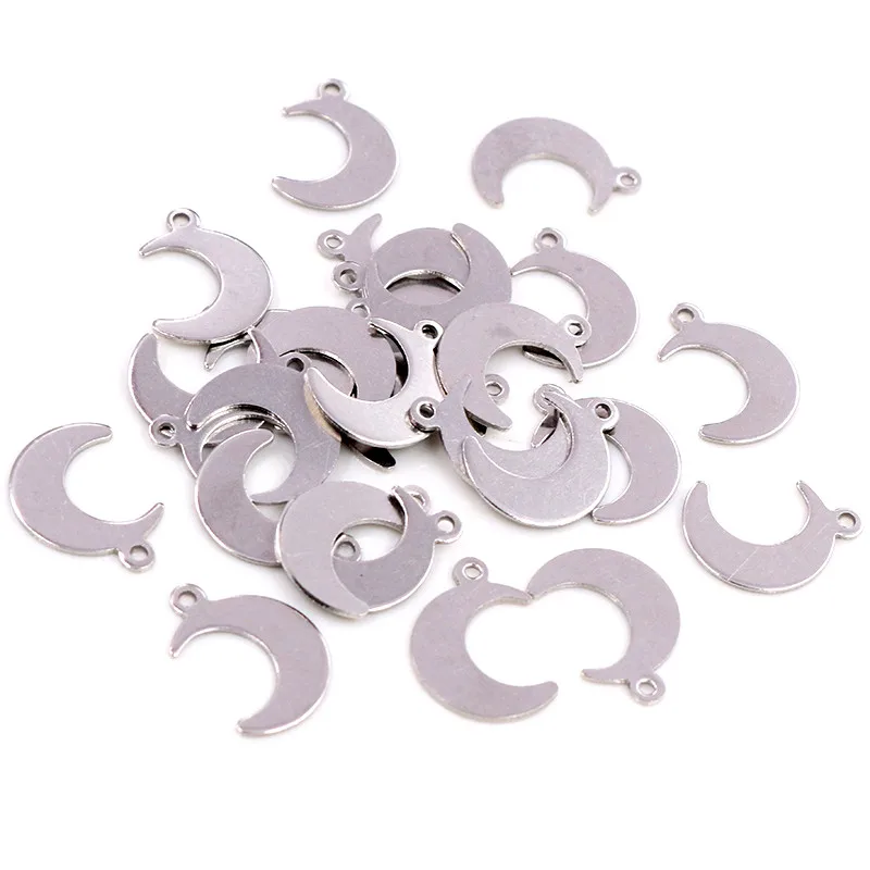 30 шт./лот 16x11 мм не выцветают амулеты 316 из нержавеющей стали Луна для ожерелья