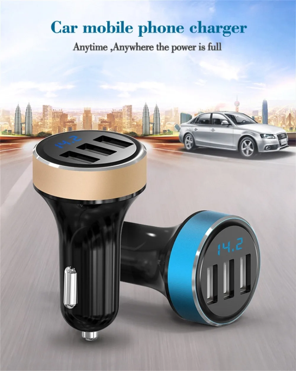 MOSUNX LEDHigh качество smart AP03 портативный 3USB порт автомобильное зарядное устройство Быстрая зарядка дорожный адаптер UQ для samsung xiaomi huawei