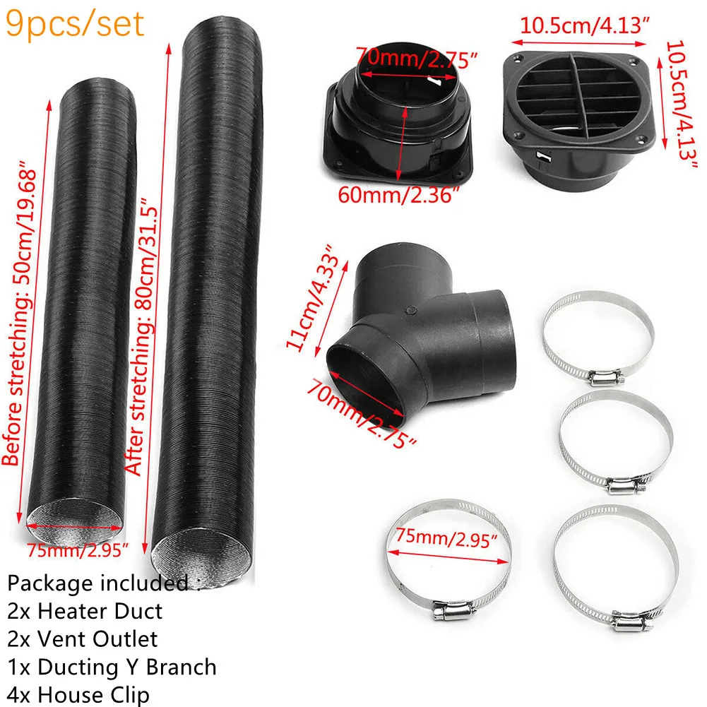 

75mm Heater Pipe Ducting Y Piece Warm Air Outlet Vent For Webasto Diesel Heater Heater Duct & Vent Outlet & Hose Clip & Y Branch