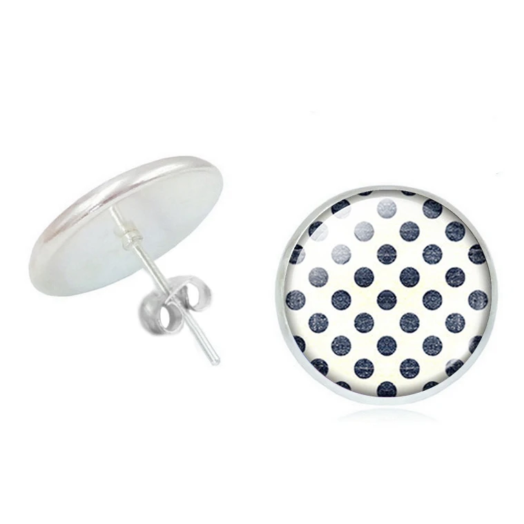 

2020 New Ladies Earrings Creative Small Fresh Polka Dot Glass Convex Earrings Silver Fashion Women Jewelry Gift