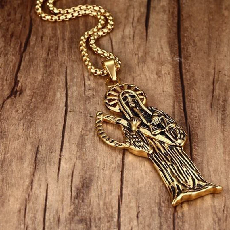 Готическое ожерелье череп меч Готическая оккультная Подвеска Панк Золотой цвет