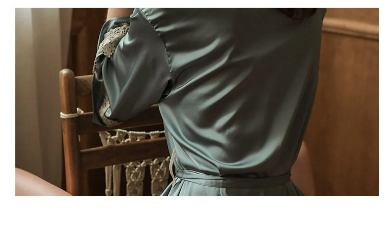 

Summer Robe Col V Silk Long Bath Wedding Kimono White Shower Gown Saten Short for Bride Dete Pour Femme Lingerie Soft Night