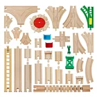 Новогодний деревянный Набор железной дороги, детали из бука, деревянные железнодорожные пути, аксессуары, трек, игрушечный автомобиль, обучающие игрушки для детей, подарок для детей