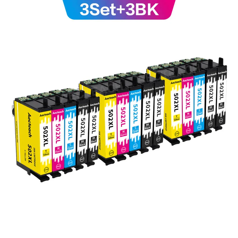 

Aecteach For Epson T502 T502xl 502 XL E502XL ink cartridge Expression Home XP-5100 XP-5105 WorkForce WF-2860DWF WF-2865 printers