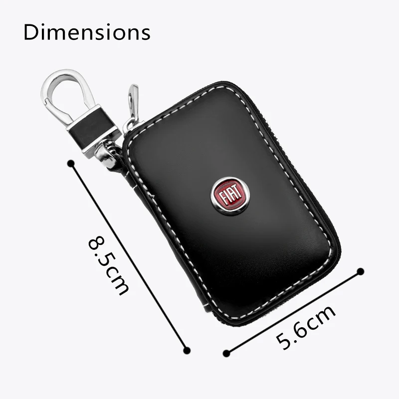Genuine Leather Key Wallet Car Key Case Compatible with Fiat Panda Bravo Punto Linea Croma 500 595 Accessories - Multi-Function Key Holder image 3