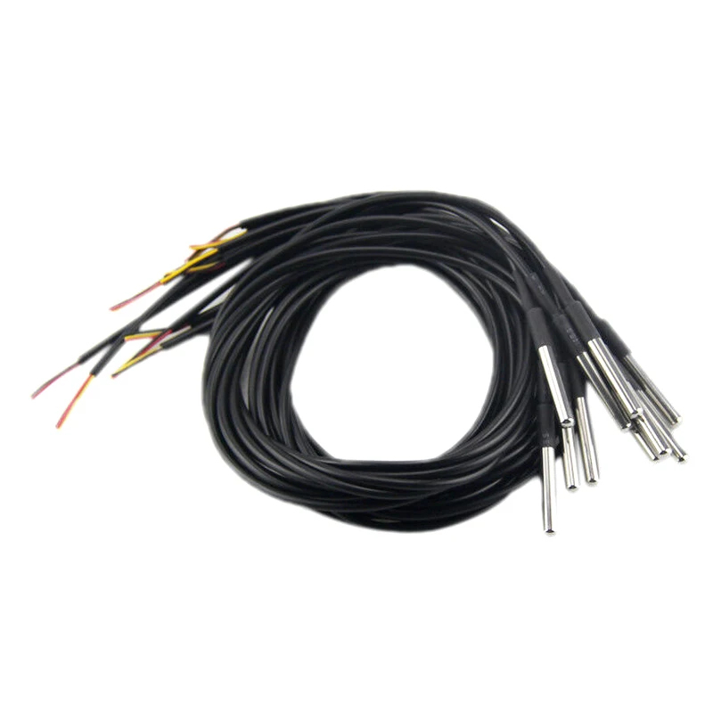 

10pcs Temperature Sensor Waterproof Water Temperature Thermometer Probe DS18B20 @M23