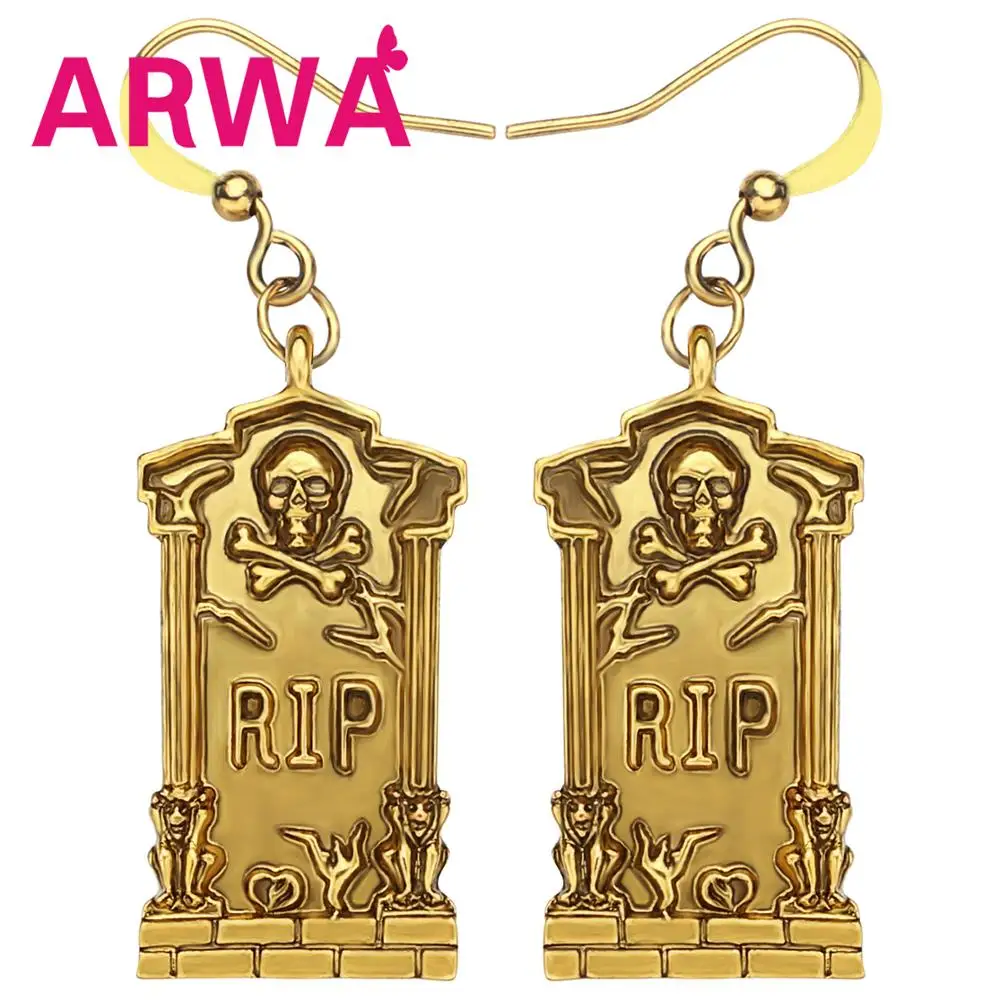 

ARWA Хэллоуин сплав античный позолоченный надгробие серьги Череп Висячие ювелирные изделия для женщин девочек детей классический праздничн...