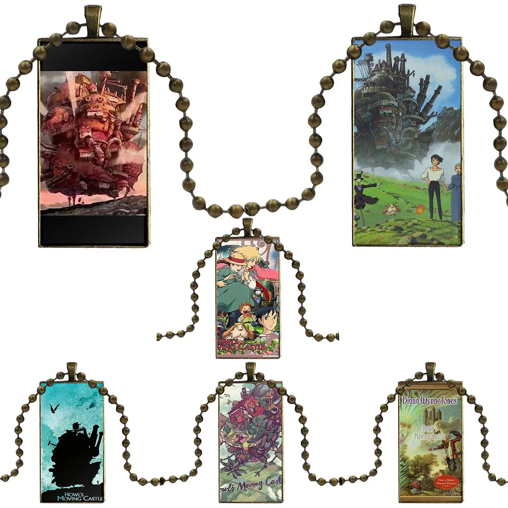 Софи вой Ходячий замок стекло кабошон колье Подвеска прямоугольное ожерелье