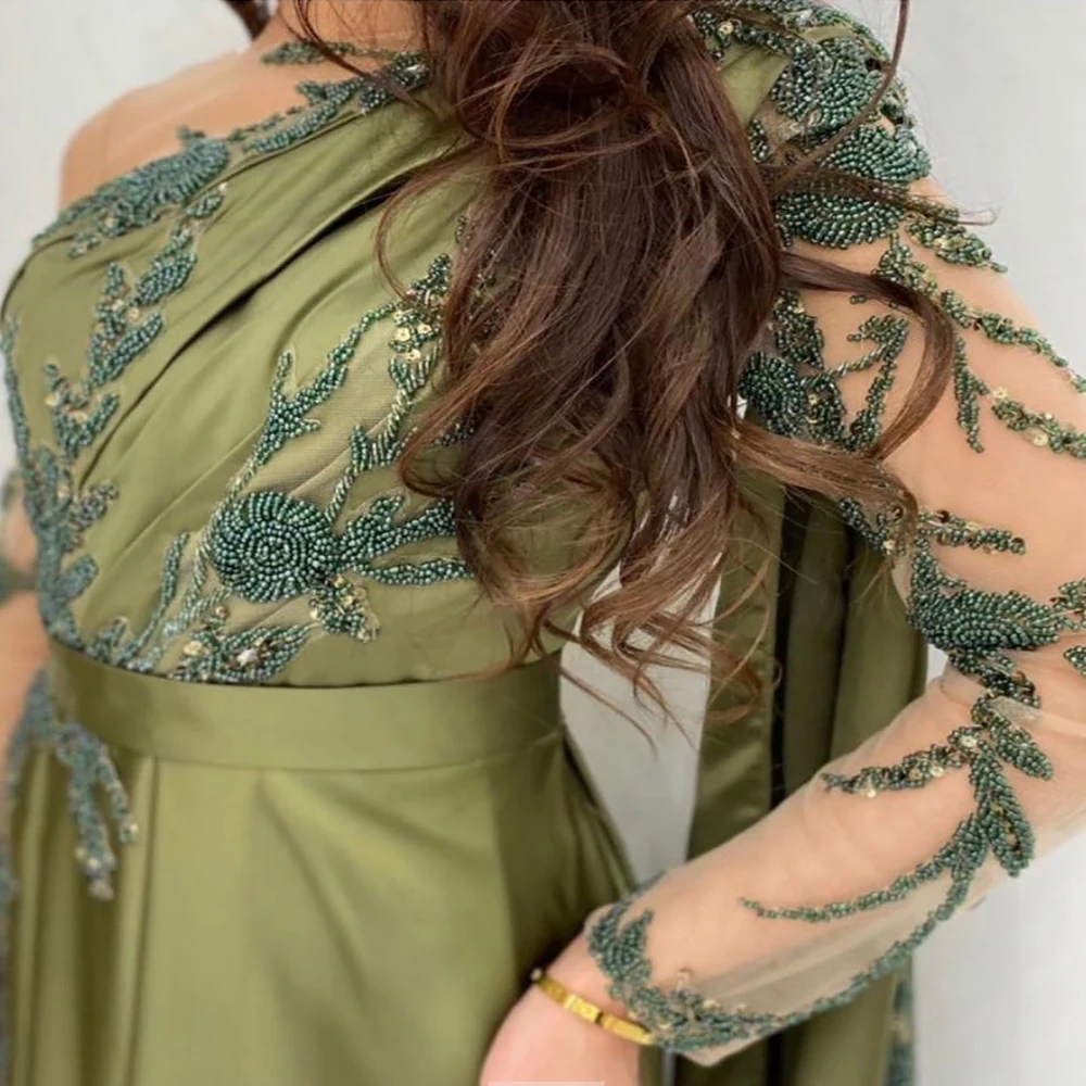 

YILIBER Luxury dubai crystal burgundy evening dresses with overskirt long sleeves women wedding party gown v-neck engagement pro