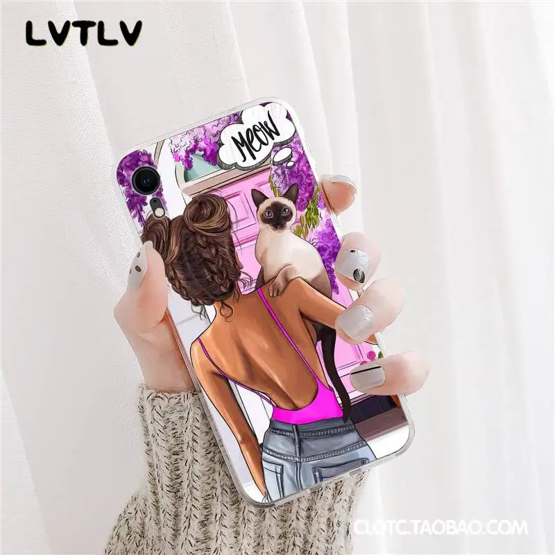 LVTLV Рождество принцесса девушка кофе Coque оболочки телефона чехол для iPhone 11 pro XS MAX 8