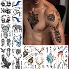 Переводные татуировки Ловец снов, водостойкие, для мужчин, мальчиков, Лев, олень, волк