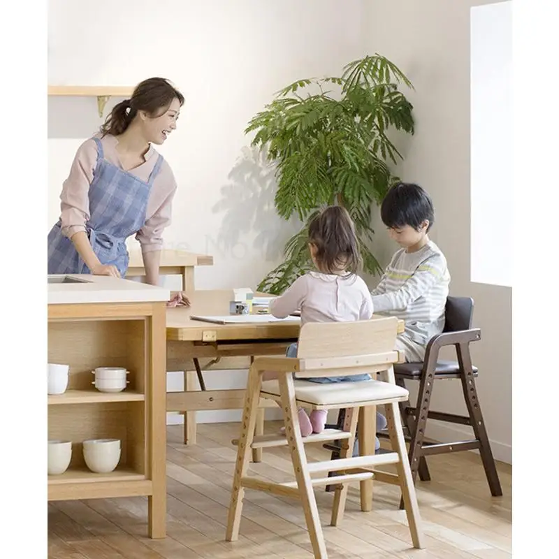 Детский регулируемый стул обеденный стол и стулья из цельного дерева подъемный