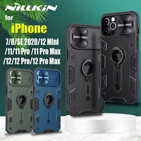 for iphone 1211 pro max case nillkin armor impact slide camera lens protection ring holder cover for iphone 12 mini 8 7 se 2020