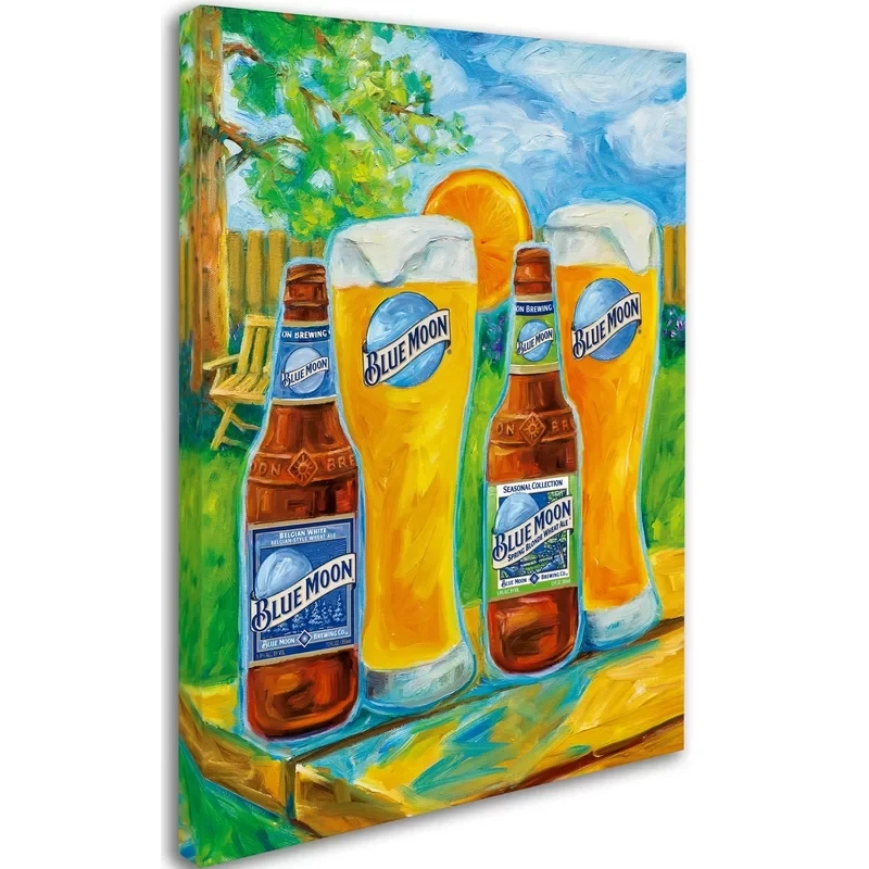 HD коричневое стекло синяя луна принты пива домашний декор холст плакат картина