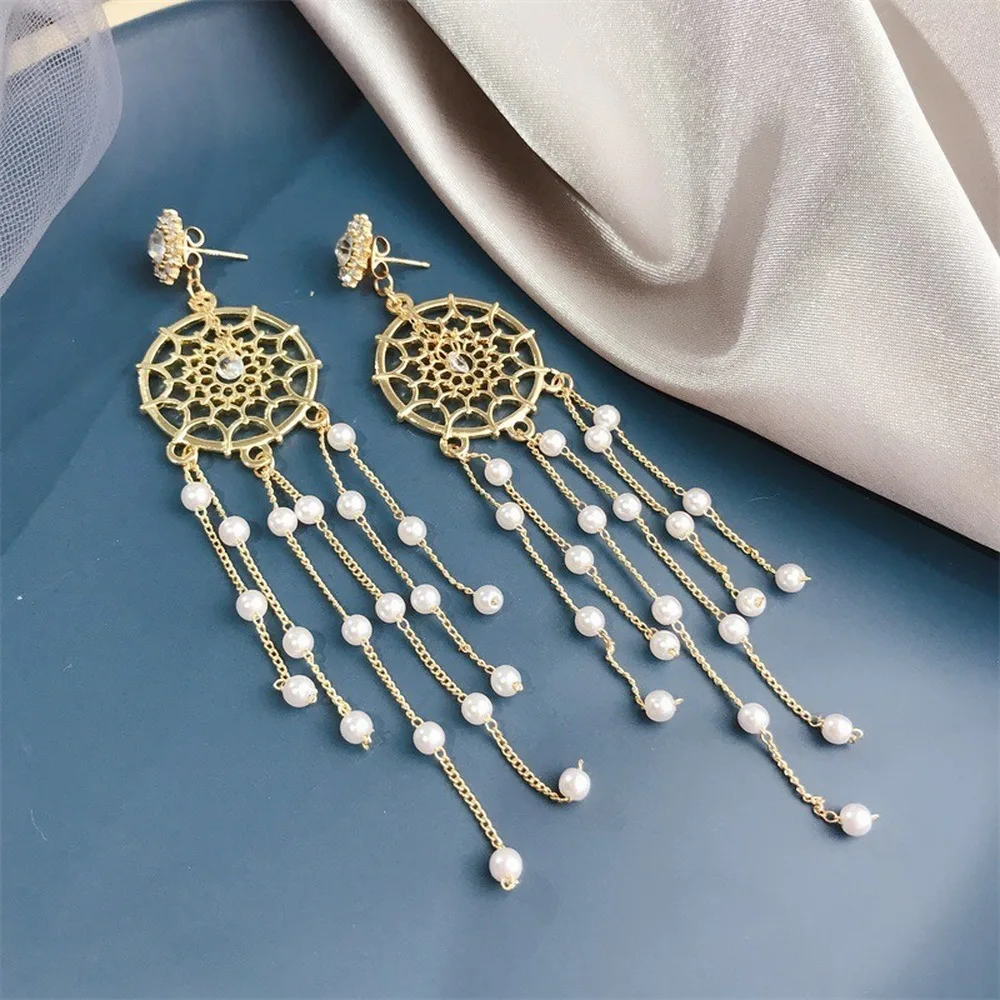 Длинные висячие серьги с кисточками женские элегантные предотвращающие