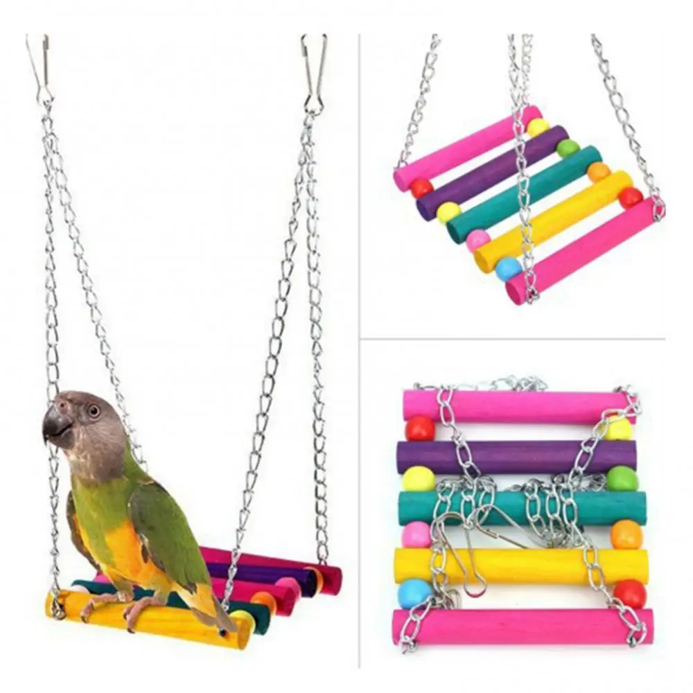 

70% Dropshipping!!8Pcs/Set Pets Birds Parrot Stand Perch Swing Suspension Bridge Bite Chewing Toy