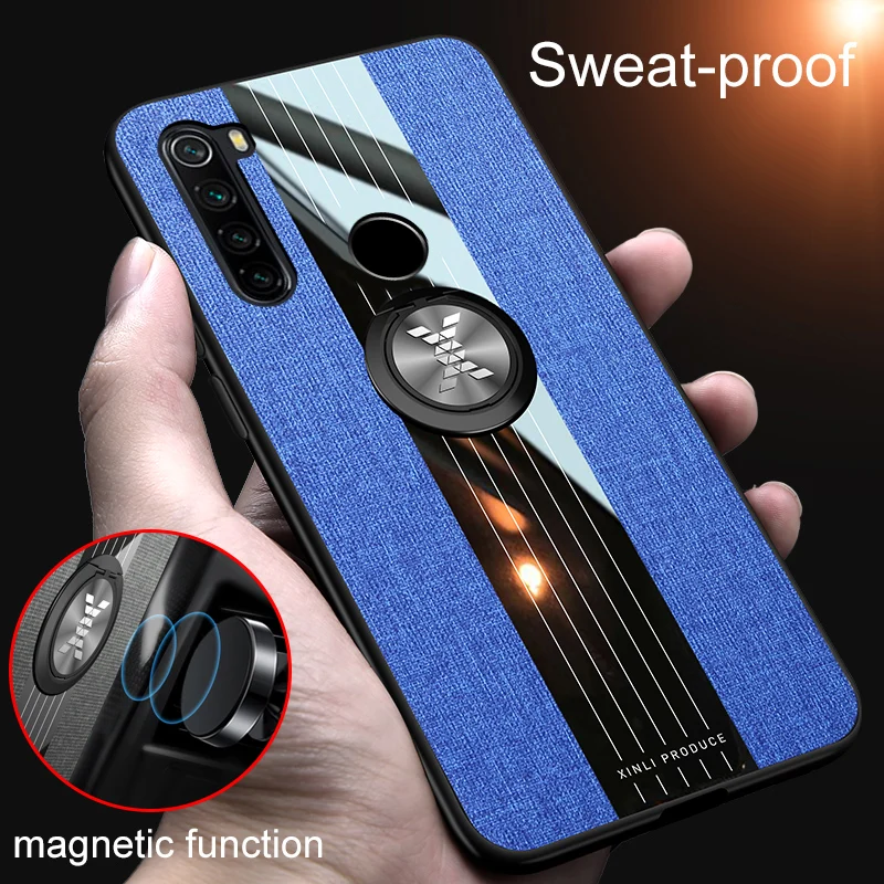 

Protection Anti-fall Phone Case For Xiaomi Redmi Note 8 Pro 8T 7 5 Plus 8A K20 Cloth Pattern Armor With Magnetic Bracket Cover