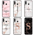 Чехол цвета розового золота с мраморным рисунком и инициалами для Huawei P40 Lite P10 P20 P30 Mate 10 20 Lite Mate 30 Pro P Smart Z 2019