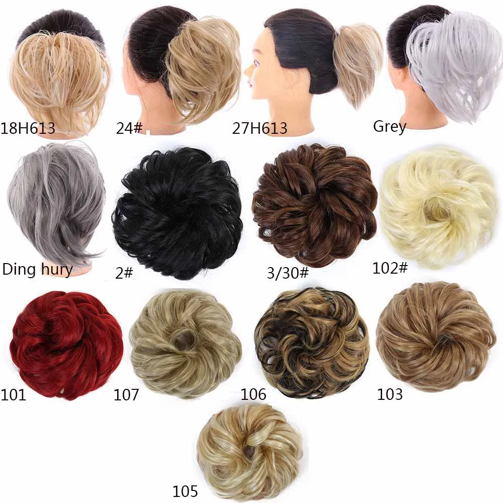 MANWEI Women's Rubber Band Hair Scrunchies Made of Curly Wavy Updo Bun Extensions Messy Hairpieces | Шиньоны и парики