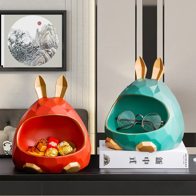 

Geometric Origami Rabbit Piggy Bank Living Room Office Desktop Snacks Cosmetics Storage Box Modern Children's Change Piggy Bank
