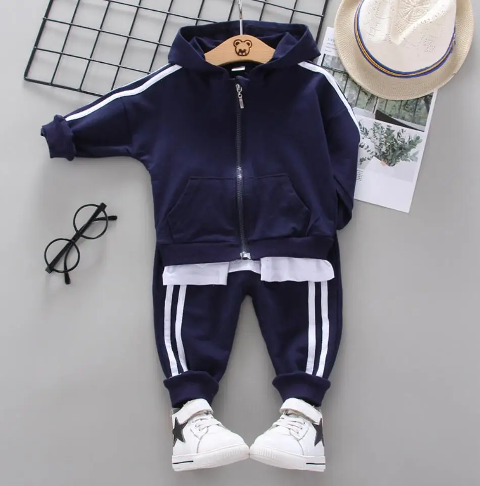 Спортивный костюм для мальчиков и девочек кофта с капюшоном штаны Осень-зима |