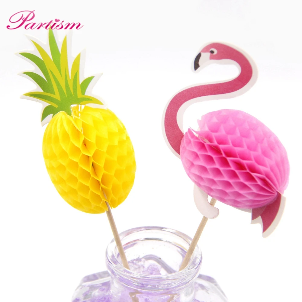 20 шт Фламинго кекс Toppers DIY торты Topper Picks Pinapple Свадьба/День рождения украшение для