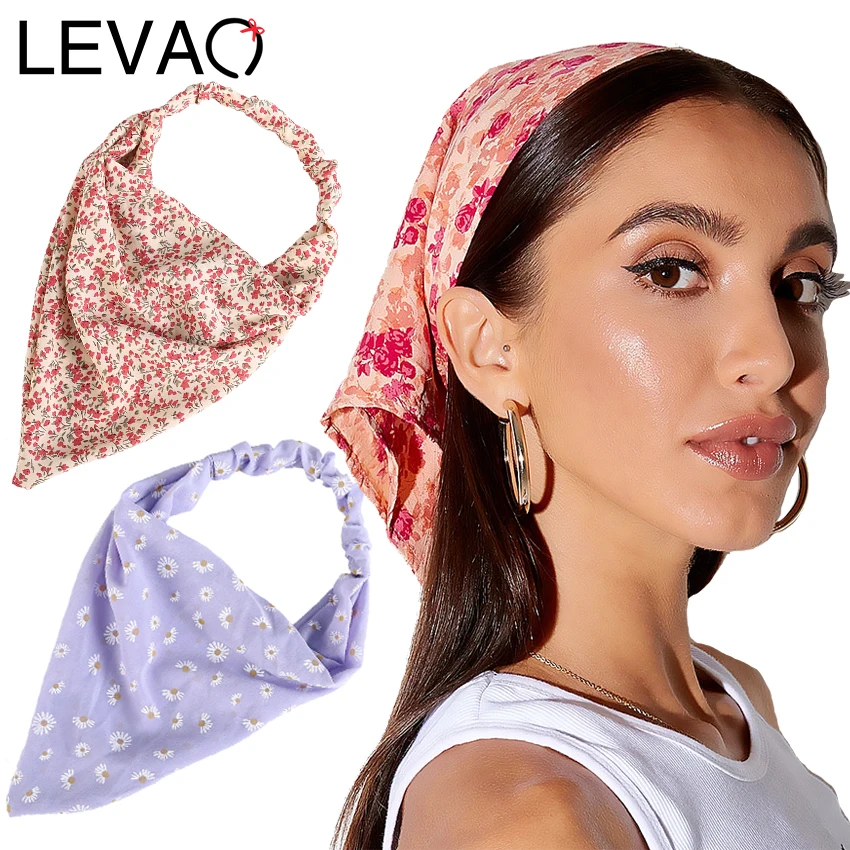 Повязка для волос Levao треугольная женская эластичная Бандана с цветочным принтом